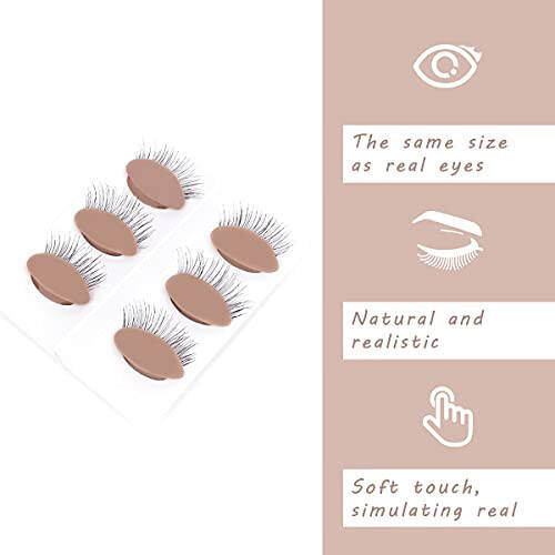 MAIZOA 6 pairs of replaceable eyelids (2 boxes), MAIZOA Eyelash Replacement Eyelids, used for eyelash training and practice makeup eyelash extension (Wheat color) - 2