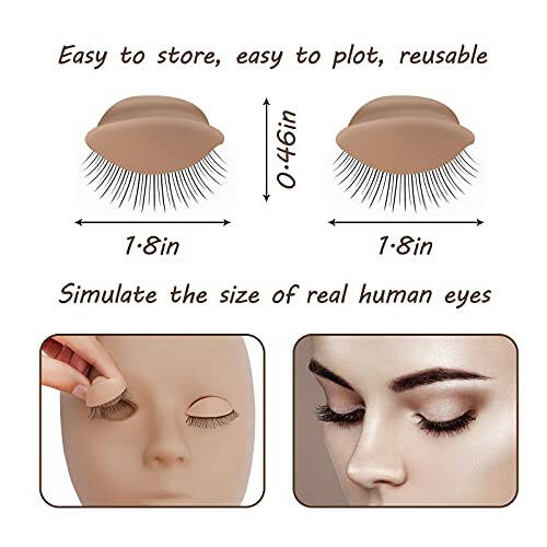 MAIZOA 6 pairs of replaceable eyelids (2 boxes), MAIZOA Eyelash Replacement Eyelids, used for eyelash training and practice makeup eyelash extension (Wheat color) - 3