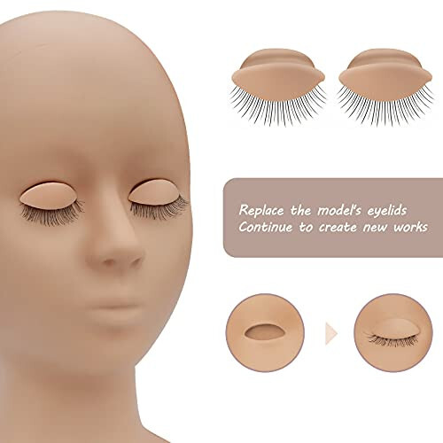 MAIZOA 6 pairs of replaceable eyelids (2 boxes), MAIZOA Eyelash Replacement Eyelids, used for eyelash training and practice makeup eyelash extension (Wheat color) - 4