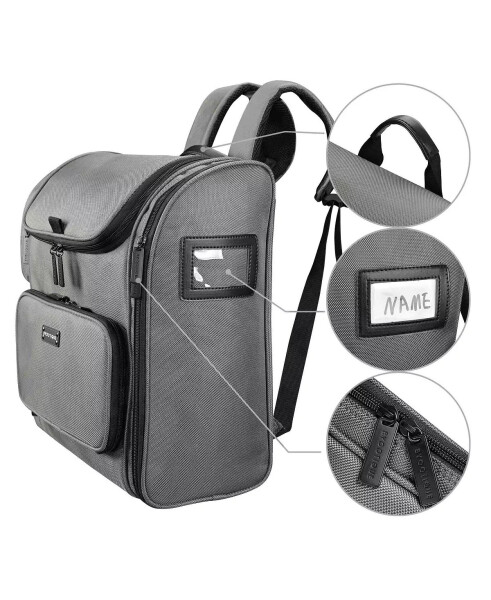 Makeup Bag Side Pockets Cosmetic Backpack Utility Pouch Storage Travel Gray - 9