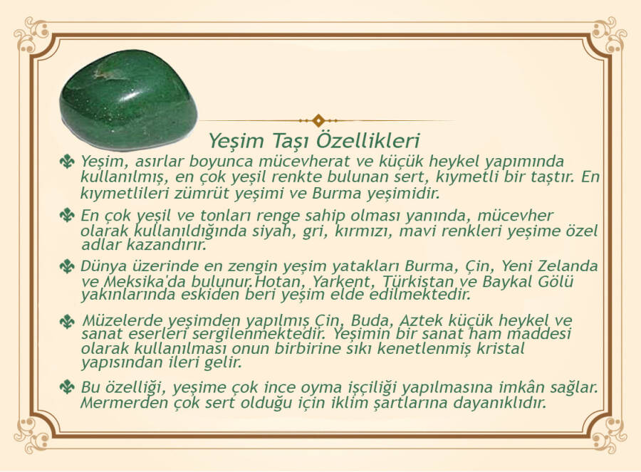 Makrome Örgülü Natural Kesim Yeşim Taşı Doğaltaş Halhal - 1