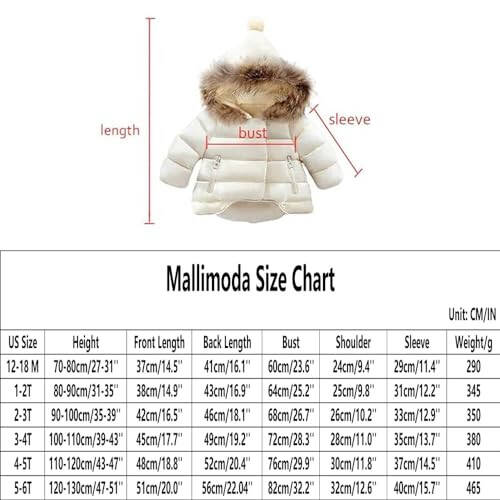 Mallimoda Baby Boys Girls Down Jacket Toddler Winter Warm Puffer Down Coat Cotton Hooded Fur Snowsuit - 5