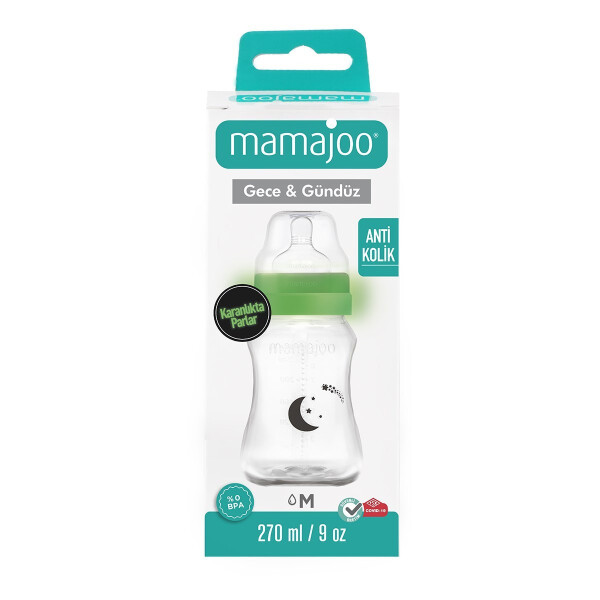 Mamajoo Kechasi va Kunduzi Shishasi 270 ml & Anti-Kolik Shishasi Emziği No:2 / M - 13