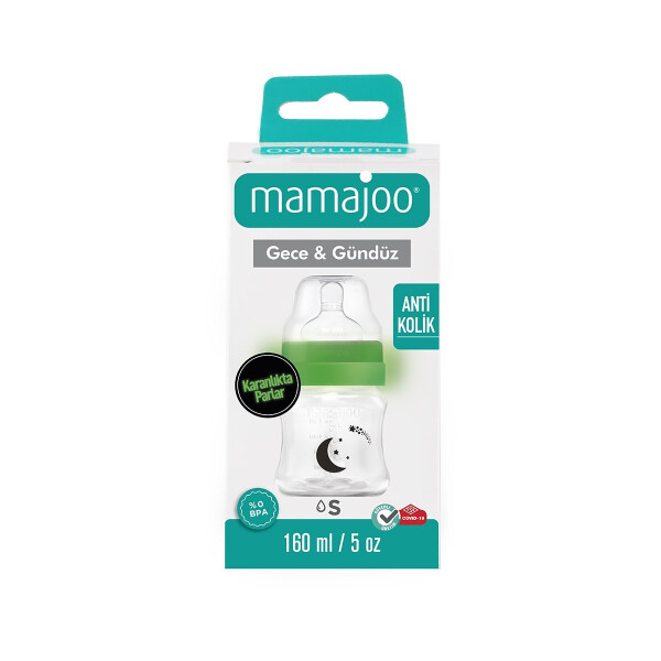 Mamajoo Kechasi va Kuni Shishasi 160 ml & Anti-Kolik Emzik № 1 / S - 7