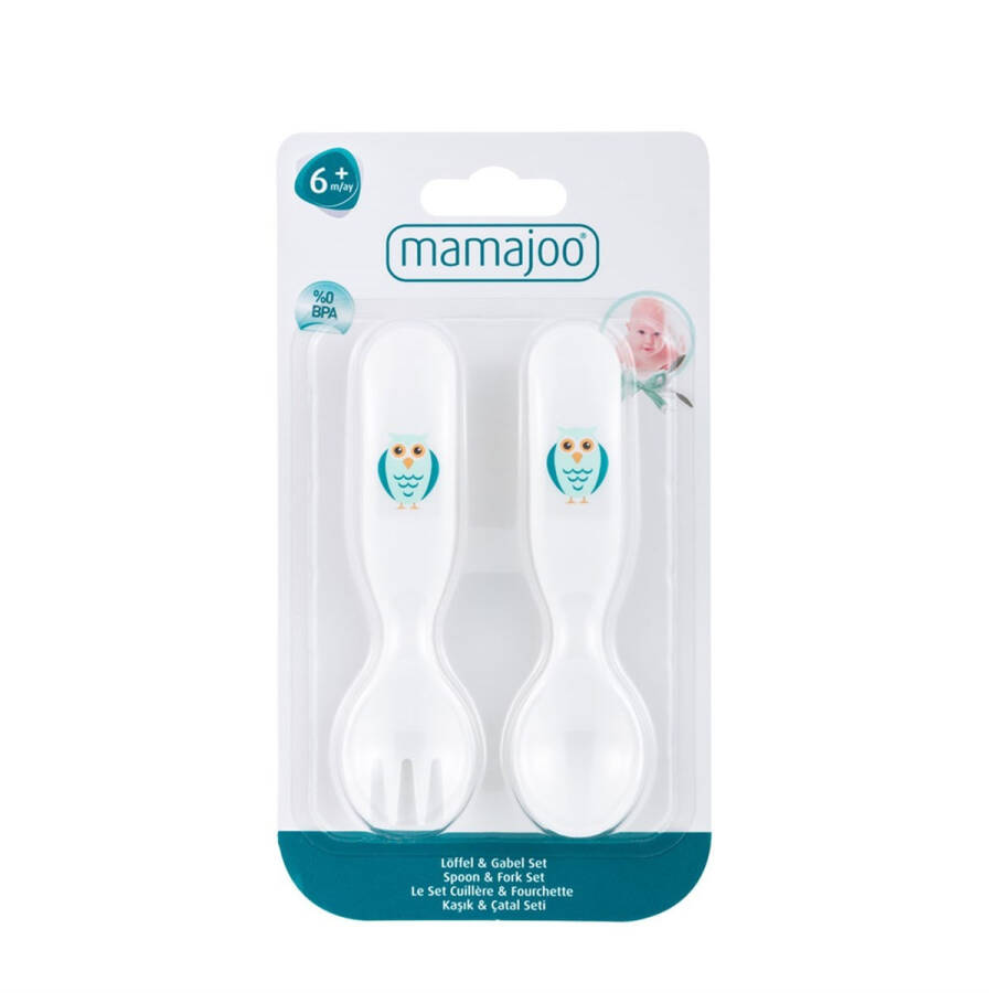 Mamajoo Patterned Spoon & Fork Set / White Owl - 3