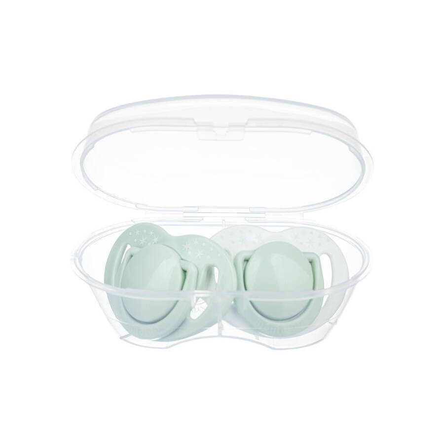 Mamajoo Sterilization & Storage Box Powder Green Patterned Twin Orthodontic Pacifier / 0 Months+ - 4