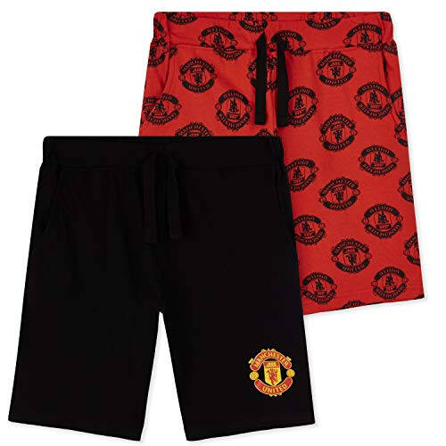 Manchester United FC Boys Shorts: Official Soccer Gear, 100% Cotton Joggers for School Sports, 4-14 Years - 1