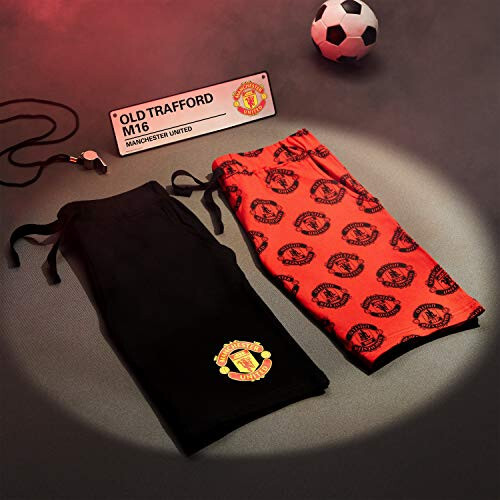 Manchester United FC Boys Shorts: Official Soccer Gear, 100% Cotton Joggers for School Sports, 4-14 Years - 2