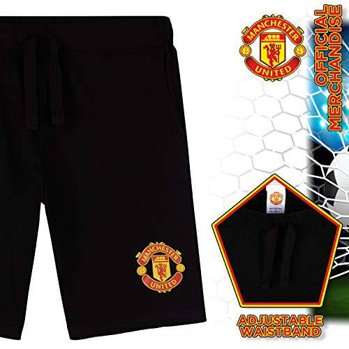 Manchester United FC Boys Shorts: Official Soccer Gear, 100% Cotton Joggers for School Sports, 4-14 Years - 3