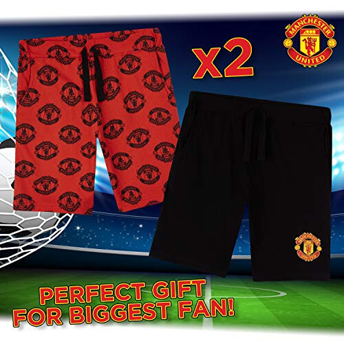 Manchester United FC Boys Shorts: Official Soccer Gear, 100% Cotton Joggers for School Sports, 4-14 Years - 4