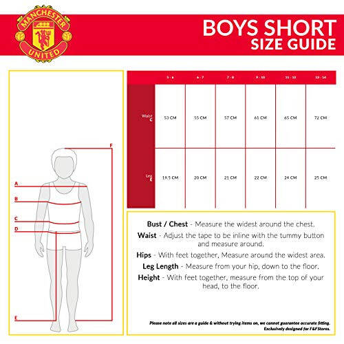 Manchester United FC Boys Shorts: Official Soccer Gear, 100% Cotton Joggers for School Sports, 4-14 Years - 7