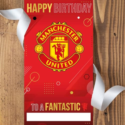 Manchester United Football Club Birthday Card. Comes with Stickers to Personalise with your Caption, Mum, Dad, Grandson, Boyfriend, Open Birthday Card, Red - 3