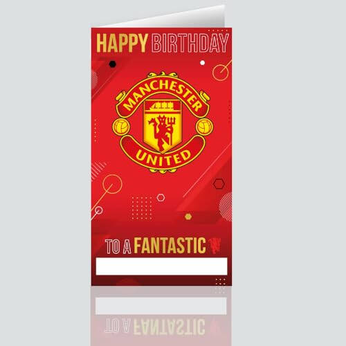 Manchester United Football Club Birthday Card. Comes with Stickers to Personalise with your Caption, Mum, Dad, Grandson, Boyfriend, Open Birthday Card, Red - 4