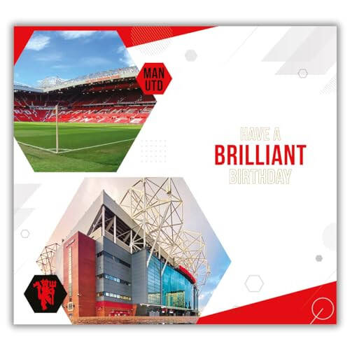 Manchester United Football Club Birthday Card. Comes with Stickers to Personalise with your Caption, Mum, Dad, Grandson, Boyfriend, Open Birthday Card, Red - 5