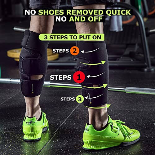 MANUEKLEAR Deadlift Shin Guard'ları, Hızlı Takılıp Çıkarılabilir Shin Splint Desteği, Ayarlanabilir Ağırlık Kaldırma Buzağı Desteği, Barın Çiziklerinden Korumak İçin (Çift) - 2