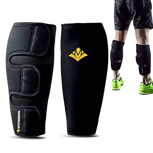 MANUEKLEAR Deadlift Shin Guards, Quick On and Off Shin Splint Brace, Adjustable Weightlifting Calf Brace for Keep Knurling On The Bar from Fragging Across Shins (Pair) - 1