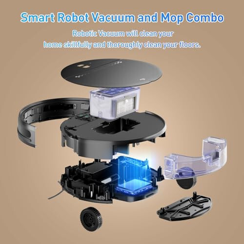 MANVN Robot Vacuum and Mop Combo, Robot Vacuum with Wi-Fi/APP, Self-Charging Robot Vacuum and Mop Ultra Slim Quiet, Ideal for Hard Floor, Pet Hair and Daily Cleaning - 5