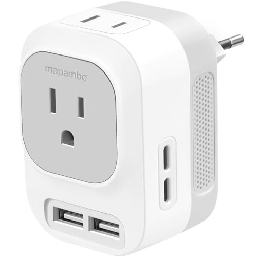 Mapambo 220V dan 110V gacha kuchlanish konvertori 2 USB port va 2 USB C bilan xalqaro quvvat adapteri Evropa universal sayohat vilkasi adapteri AQShdan Evropaning ko'p qismiga, Fransiya, Germaniya, Italiya, Ispaniya va boshqalarga (Kulrang) - 7