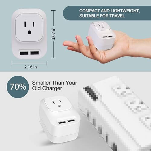 Mapambo 220V dan 110V gacha kuchlanish konvertori AQShdan Yevropaga, Yevropa universal sayohat vilkasi adapter konvertori 2 USB porti 2 USB C bilan, quvvat konvertori va adapteri Yevropaga sayohat qilish uchun (oq) - 9