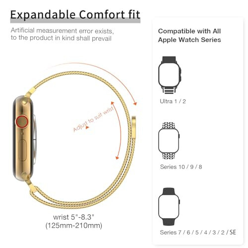 MARGE PLUS Slim Milanese Loop Compatible with Apple Watch Band for women 40mm 41mm 38mm 42mm 44mm 45mm 49mm 42mm 46mm, Stainless Steel Magnetic Mesh Strap work on iWatch Bands Series 10 9 8 7 6 5 4 3 2 1 Ultra SE - 1