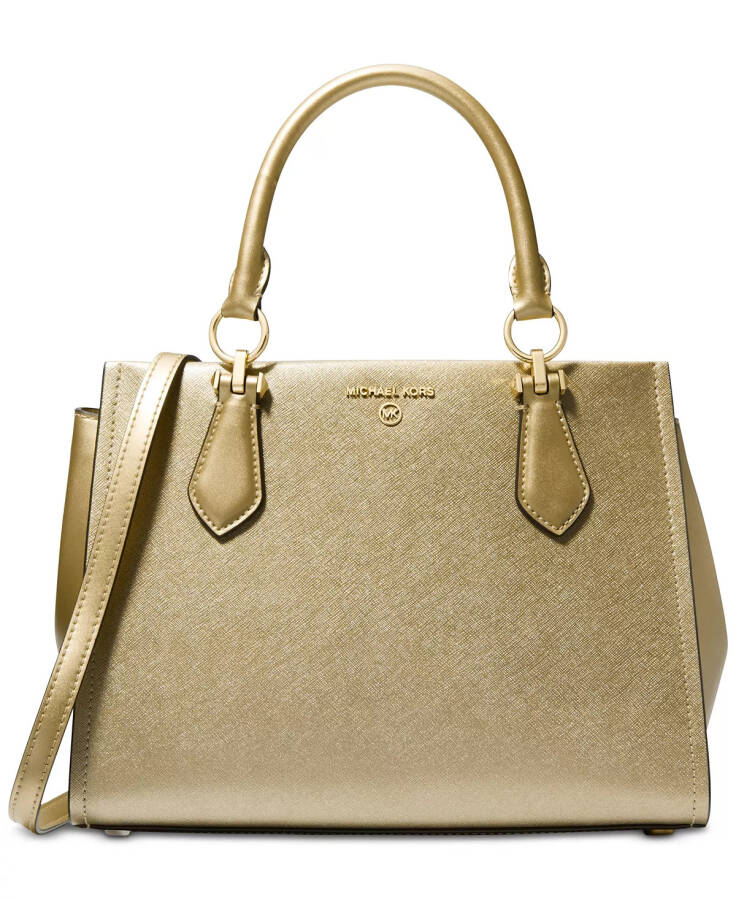 Marilyn Medium Leather Satchel Pale Gold - 4