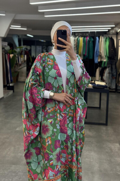 Marina Batwing Sleeve Kimono GREEN - 1