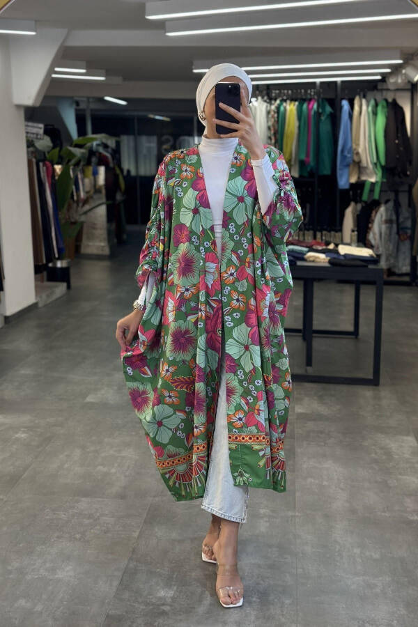 Marina Batwing Sleeve Kimono GREEN - 2