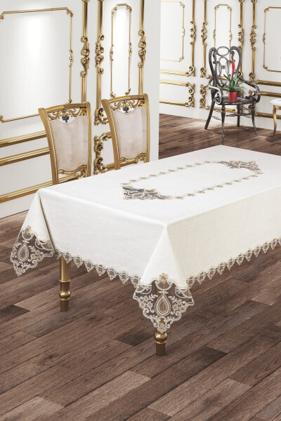 Marina Linen French Lace Tablecloth - 2