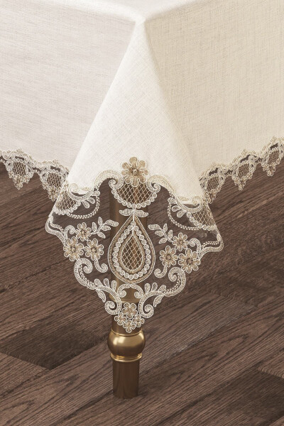 Marina Linen French Lace Tablecloth - 3