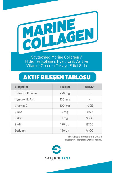 Marine Kollagen, Hidrolize Kollagen, Hyaluronik Asit ve Vitamin C İçeren Takviye Gıda - 6