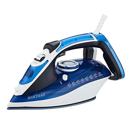 MARTISAN HL-8001 Steam Iron, 1800W Super Hot Ceramic Soleplate Iron, Anti-Drip, Anti-Calc, Self-Clean Function (Blue) - 1