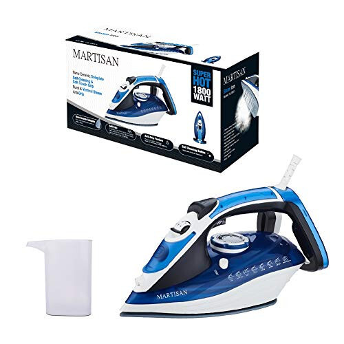 MARTISAN HL-8001 Steam Iron, 1800W Super Hot Ceramic Soleplate Iron, Anti-Drip, Anti-Calc, Self-Clean Function (Blue) - 7