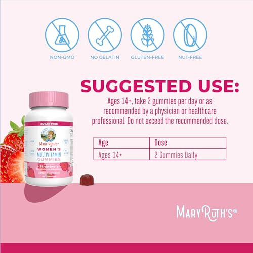 MaryRuth'un Kadınlar İçin Multivitamini 14+ | Kadınlar İçin Multivitamin Sakızları | Bağışıklık Desteği Günlük Kadın Multivitamini | Cilt Sağlığı | Kadınlar İçin Sakız Vitaminleri | Şekersiz | Vegan | GDO'suz | 60 Adet - 6