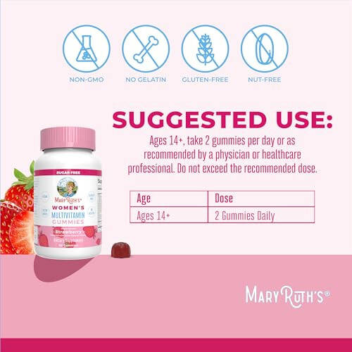 MaryRuth'un Kadınlar İçin Multivitamini 14+ | Kadınlar İçin Multivitamin Sakızları | Bağışıklık Desteği Günlük Kadın Multivitamini | Cilt Sağlığı | Kadınlar İçin Sakız Vitaminleri | Şekersiz | Vegan | GDO'suz | 60 Adet - 6