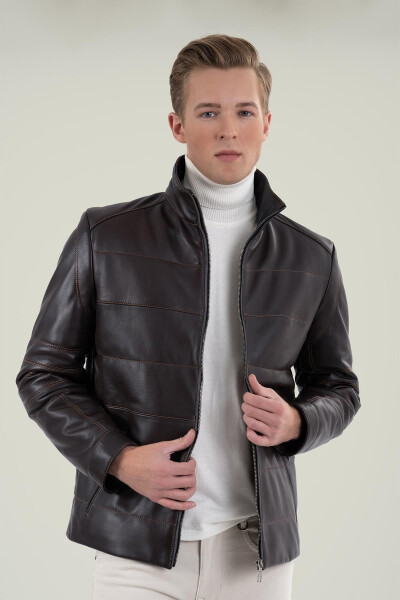 Massimo Brown Leather Jacket 111677 - 8