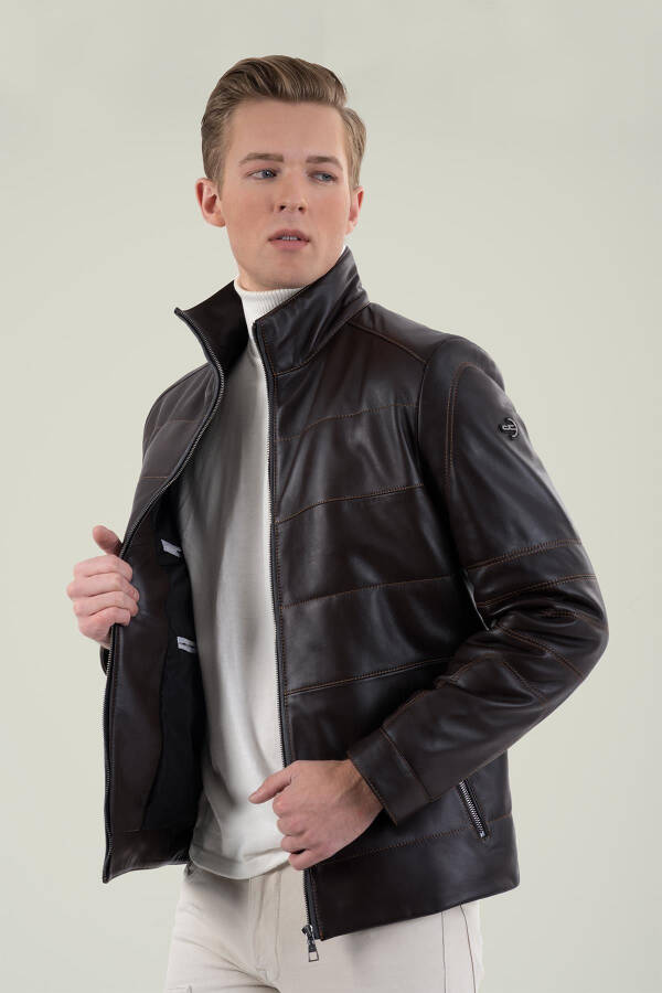 Massimo Brown Leather Jacket 111677 - 11