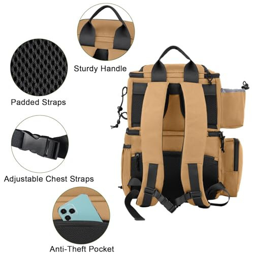 MATEIN Fishing Backpack Tackle Box, Water Resistant Fishing Storage Bag with Rod Holders & Cooler, Fishing Gear Gifts for Men - 4