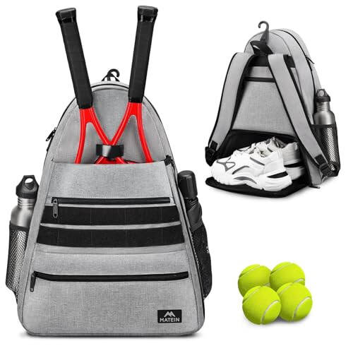 MATEIN Tennis Bag Tennis Racket Bags, Large Tennis Backpack for Men & Women with Shoe Compartment Hold 2 Rackets, Waterproof Tennis Gifts Bag - 1