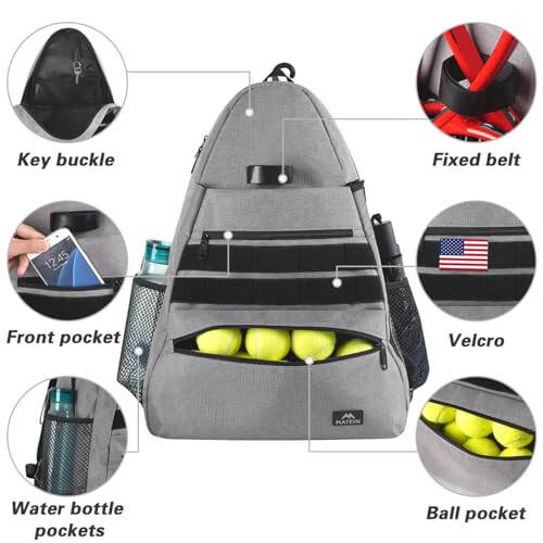 MATEIN Tennis Bag Tennis Racket Bags, Large Tennis Backpack for Men & Women with Shoe Compartment Hold 2 Rackets, Waterproof Tennis Gifts Bag - 2