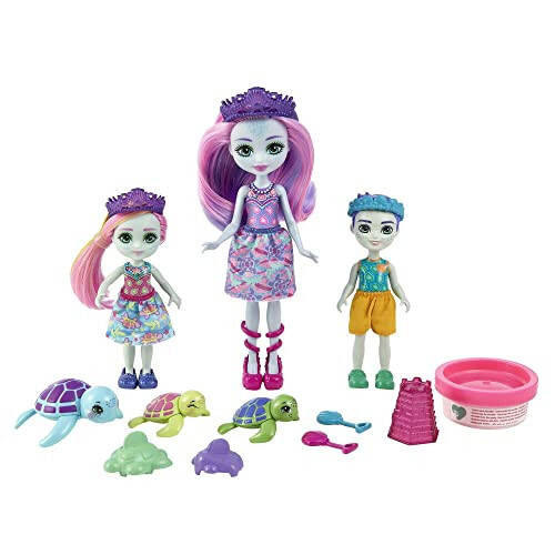 Mattel Enchantimals Aile Oyuncak Seti, Tinsley Kaplumbağa Bebek (6 inç) Küçük Kardeş Bebekler (4 inç) ve 3 Deniz Kaplumbağası Hayvan Figürüyle, 3 Yaş ve Üzeri Çocuklar İçin Harika Bir Hediye - 2