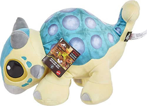 Mattel Jurassic World: Kamp Kretase Peluş Bebek Dinozor Bumpy Sesli, 15 inç Yumuşak Oyuncak Ankylosaurus Ağırlıklı Ayaklarla - 21