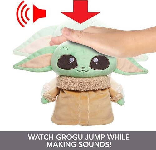 Mattel Star Wars Jumping Grogu Plush Toy with Jumping Action and Sounds, Soft Doll Inspired by Star Wars Mandalorian Book of Boba Fett - 3