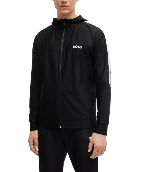 Matteo Berrettini Signature-Stripe Regular-Fit Zip-Up Hoodie Black - 1