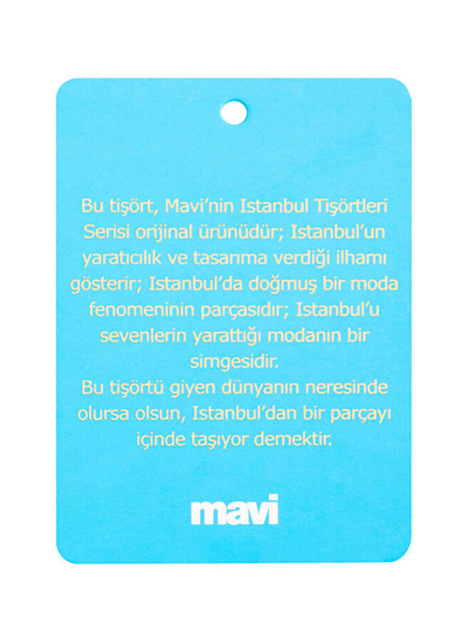 Mavi Bisiklet Yaka Beyaz Kadın T-Shirt M1612108-620 MAVİSTANBUL BASKILI Tİ - 8