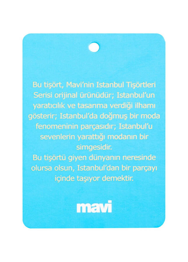 Mavi Bisiklet Yaka Beyaz Kadın T-Shirt M1612108-620 MAVİSTANBUL BASKILI Tİ - 16