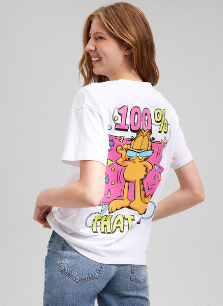 Mavi Bisiklet Yaka Beyaz Kadın T-Shirt M1612267-620-GARFIELD BASKILI TİŞÖRT - 2