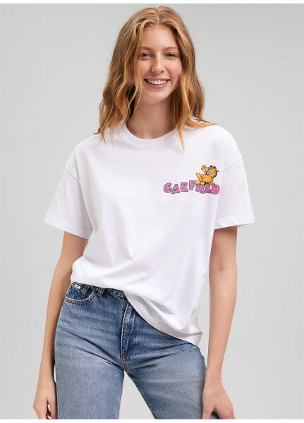 Mavi Bisiklet Yaka Beyaz Kadın T-Shirt M1612267-620-GARFIELD BASKILI TİŞÖRT - 7