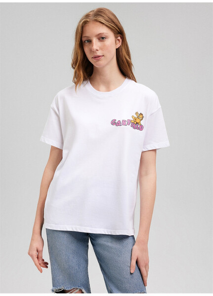 Mavi Bisiklet Yaka Beyaz Kadın T-Shirt M1612267-620-GARFIELD BASKILI TİŞÖRT - 9