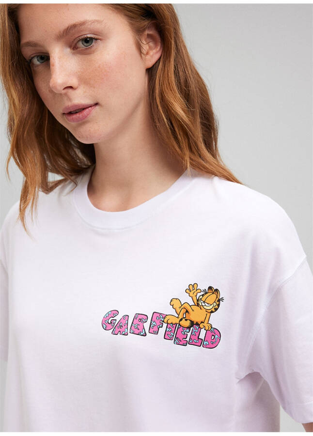 Mavi Bisiklet Yaka Beyaz Kadın T-Shirt M1612267-620-GARFIELD BASKILI TİŞÖRT - 11