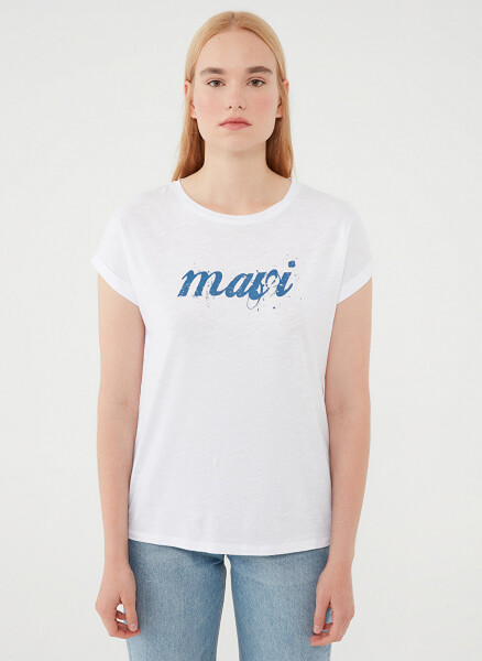 Mavi Bisiklet Yaka Beyaz Kadın T-Shirt M166422-620 - 3